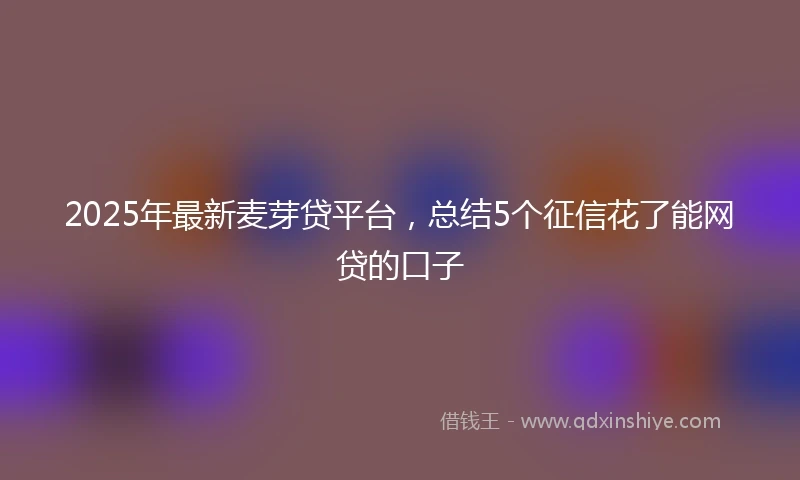 2025年最新麦芽贷平台，总结5个征信花了能网贷的口子