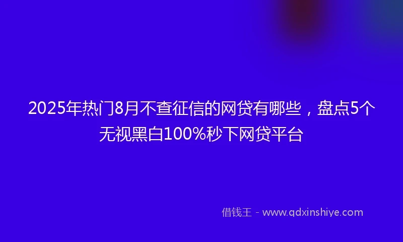 2025年热门8月不查征信的网贷有哪些，盘点5个无视黑白100%秒下网贷平台