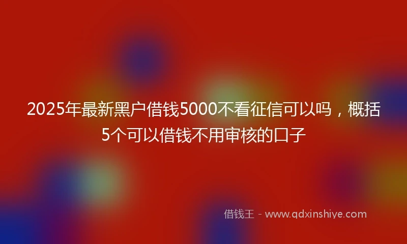 2025年最新黑户借钱5000不看征信可以吗,概括5个可以借钱不用审核的口子