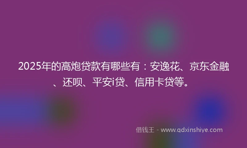 2025年的高炮贷款有哪些有：安逸花、京东金融、还呗、平安i贷、信用卡贷等。