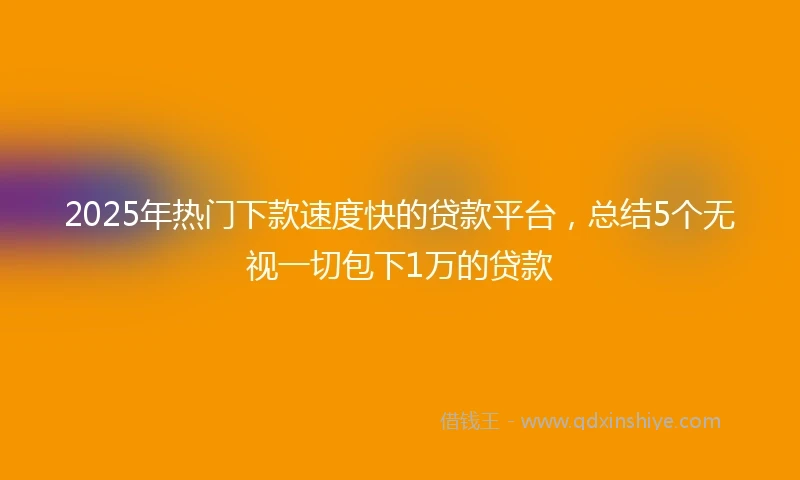 2025年热门下款速度快的贷款平台，总结5个无视一切包下1万的贷款
