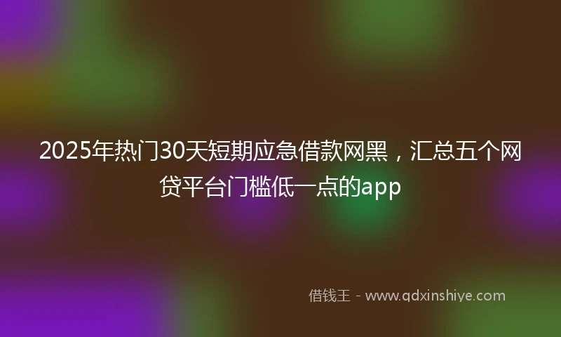 2025年热门30天短期应急借款网黑，汇总五个网贷平台门槛低一点的app
