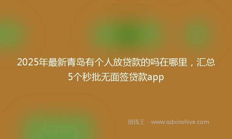 2025年最新青岛有个人放贷款的吗在哪里，汇总5个秒批无面签贷款app