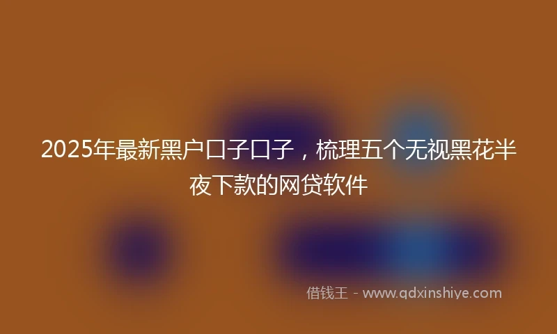 2025年最新黑户口子口子，梳理五个无视黑花半夜下款的网贷软件