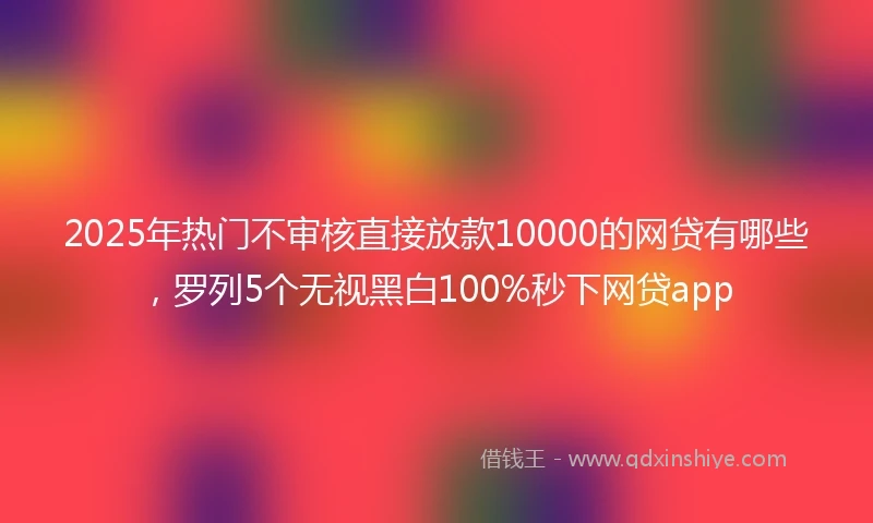 2025年热门不审核直接放款10000的网贷有哪些,罗列5个无视黑白100%秒下网贷app