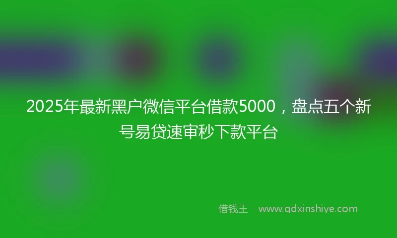 2025年最新黑户微信平台借款5000,盘点五个新号易贷速审秒下款平台