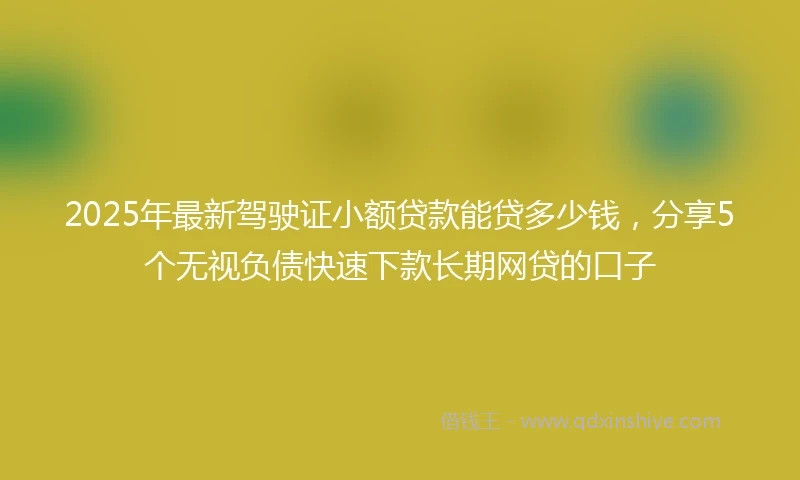 2025年最新驾驶证小额贷款能贷多少钱，分享5个无视负债快速下款长期网贷的口子