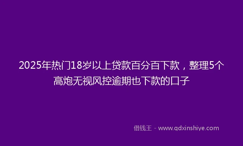 2025年热门18岁以上贷款百分百下款，整理5个高炮无视风控逾期也下款的口子