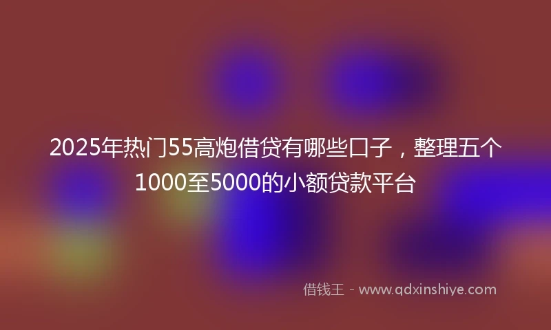 2025年热门55高炮借贷有哪些口子，整理五个1000至5000的小额贷款平台