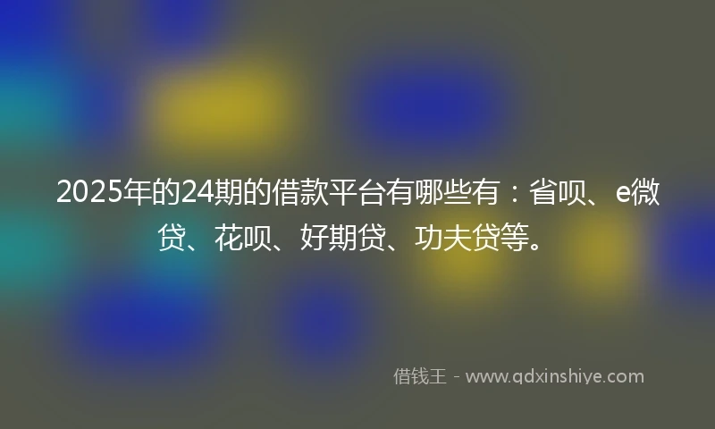 2025年的24期的借款平台有哪些有：省呗、e微贷、花呗、好期贷、功夫贷等。