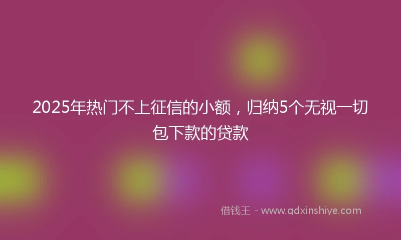 2025年热门不上征信的小额，归纳5个无视一切包下款的贷款