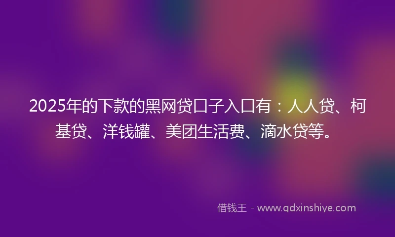 2025年的下款的黑网贷口子入口有：人人贷、柯基贷、洋钱罐、美团生活费、滴水贷等。