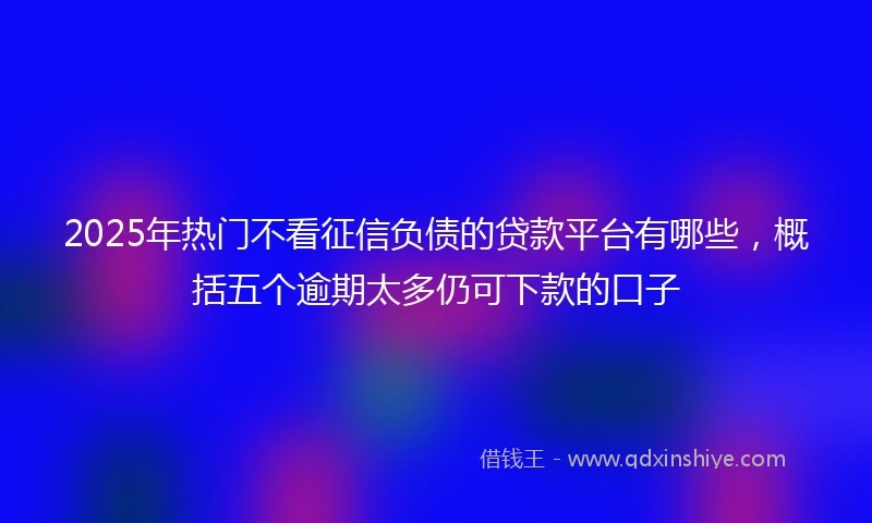2025年热门不看征信负债的贷款平台有哪些，概括五个逾期太多仍可下款的口子