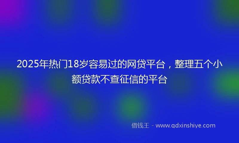 2025年热门18岁容易过的网贷平台，整理五个小额贷款不查征信的平台