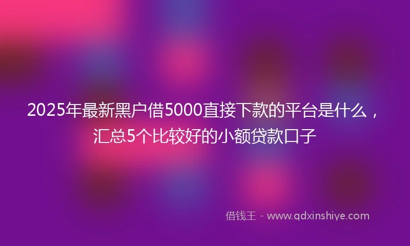2025年最新黑户借5000直接下款的平台是什么，汇总5个比较好的小额贷款口子