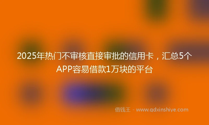 2025年热门不审核直接审批的信用卡,汇总5个APP容易借款1万块的平台