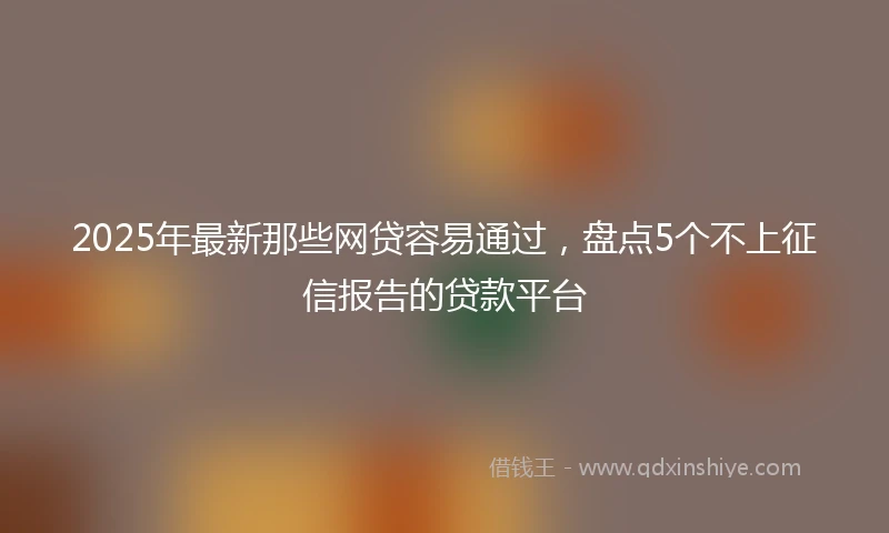 2025年最新那些网贷容易通过，盘点5个不上征信报告的贷款平台