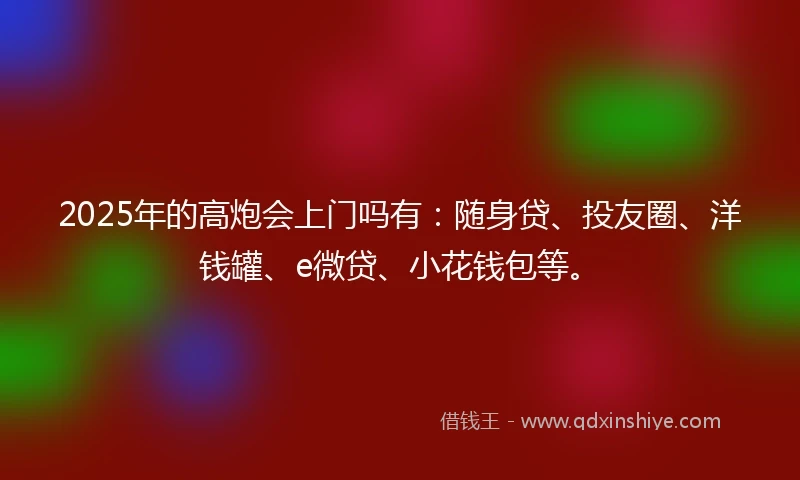 2025年的高炮会上门吗有：随身贷、投友圈、洋钱罐、e微贷、小花钱包等。