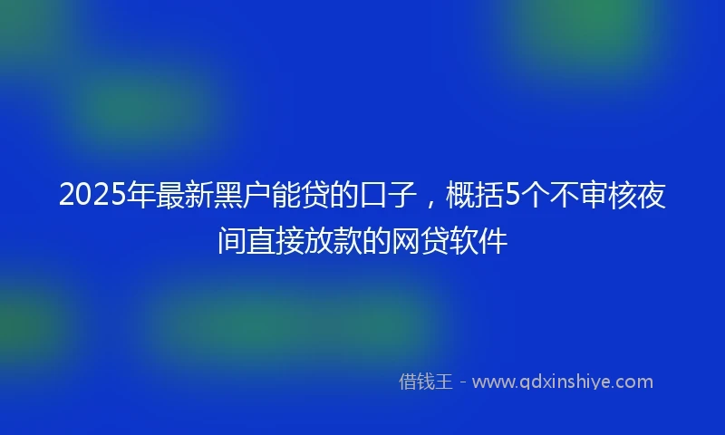 2025年最新黑户能贷的口子，概括5个不审核夜间直接放款的网贷软件