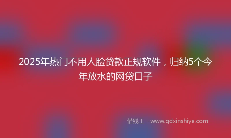 2025年热门不用人脸贷款正规软件，归纳5个今年放水的网贷口子