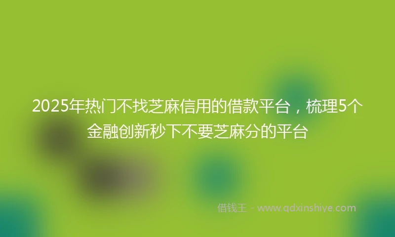 2025年热门不找芝麻信用的借款平台，梳理5个金融创新秒下不要芝麻分的平台