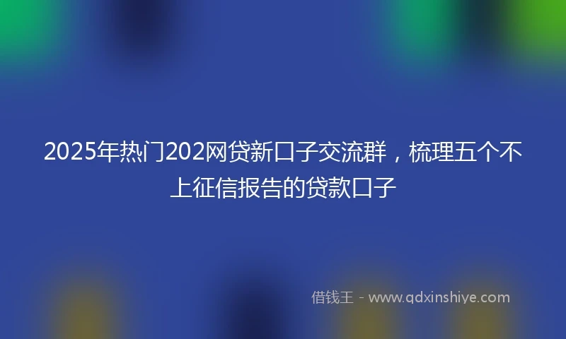2025年热门202网贷新口子交流群,梳理五个不上征信报告的贷款口子