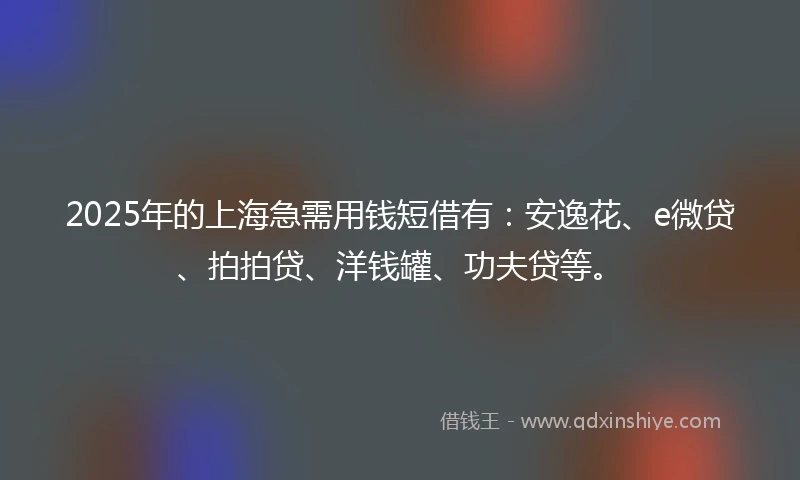 2025年的上海急需用钱短借有：安逸花、e微贷、拍拍贷、洋钱罐、功夫贷等。