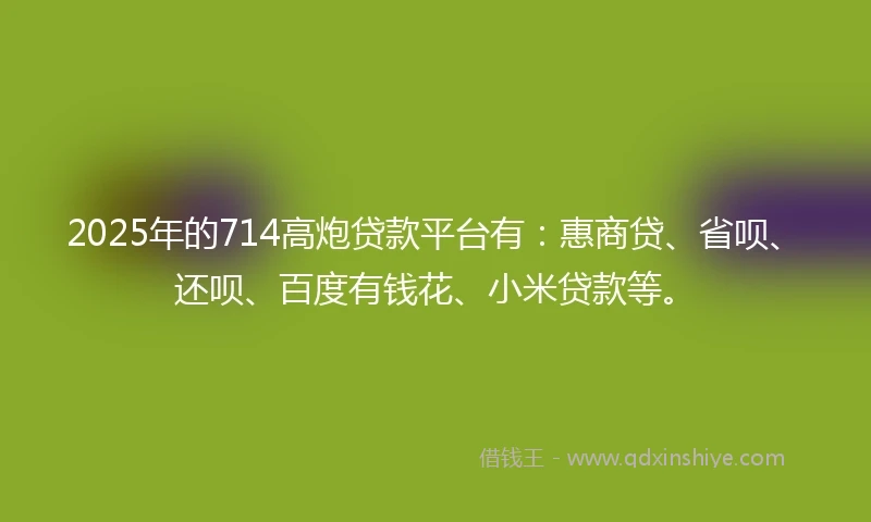 2025年的714高炮贷款平台有：惠商贷、省呗、还呗、百度有钱花、小米贷款等。
