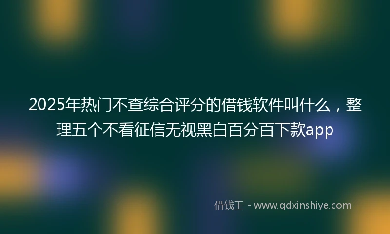 2025年热门不查综合评分的借钱软件叫什么，整理五个不看征信无视黑白百分百下款app