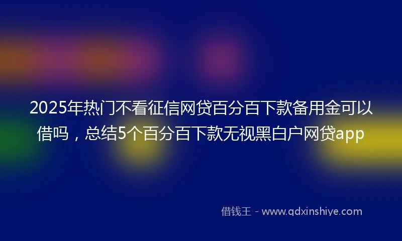 2025年热门不看征信网贷百分百下款备用金可以借吗，总结5个百分百下款无视黑白户网贷app