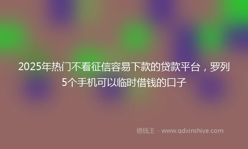 2025年热门不看征信容易下款的贷款平台，罗列5个手机可以临时借钱的口子
