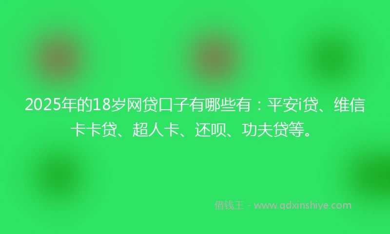 2025年的18岁网贷口子有哪些有：平安i贷、维信卡卡贷、超人卡、还呗、功夫贷等。