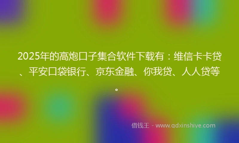 2025年的高炮口子集合软件下载有：维信卡卡贷、平安口袋银行、京东金融、你我贷、人人贷等。