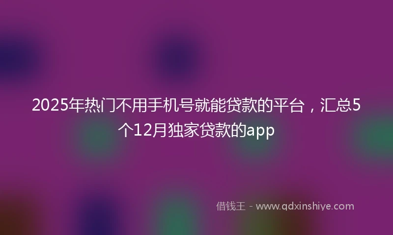 2025年热门不用手机号就能贷款的平台，汇总5个12月独家贷款的app