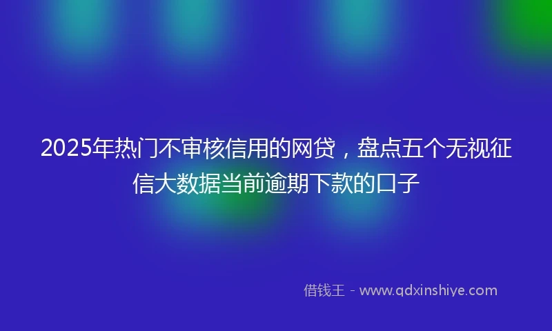 2025年热门不审核信用的网贷，盘点五个无视征信大数据当前逾期下款的口子