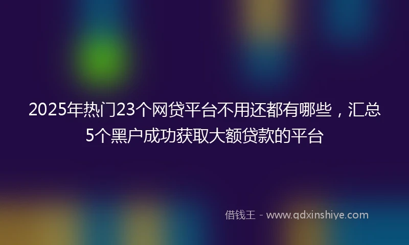 2025年热门23个网贷平台不用还都有哪些，汇总5个黑户成功获取大额贷款的平台
