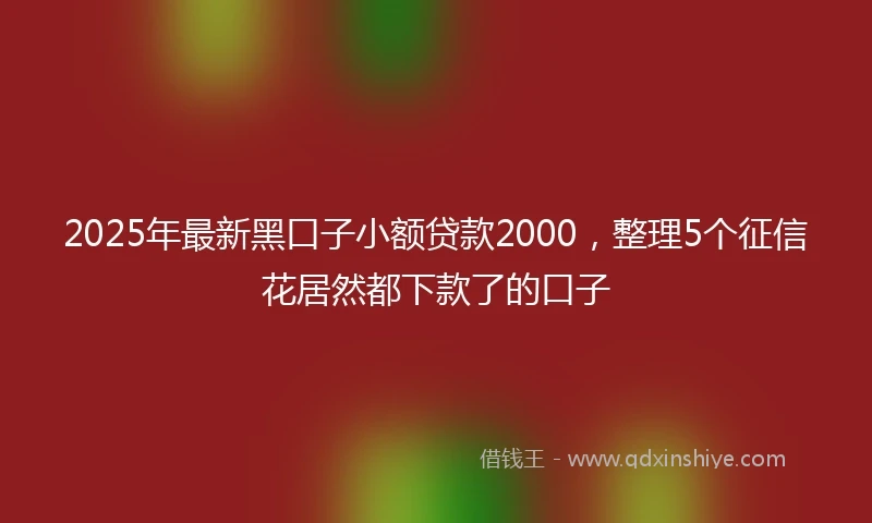 2025年最新黑口子小额贷款2000，整理5个征信花居然都下款了的口子