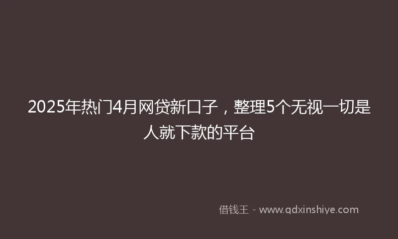 2025年热门4月网贷新口子，整理5个无视一切是人就下款的平台