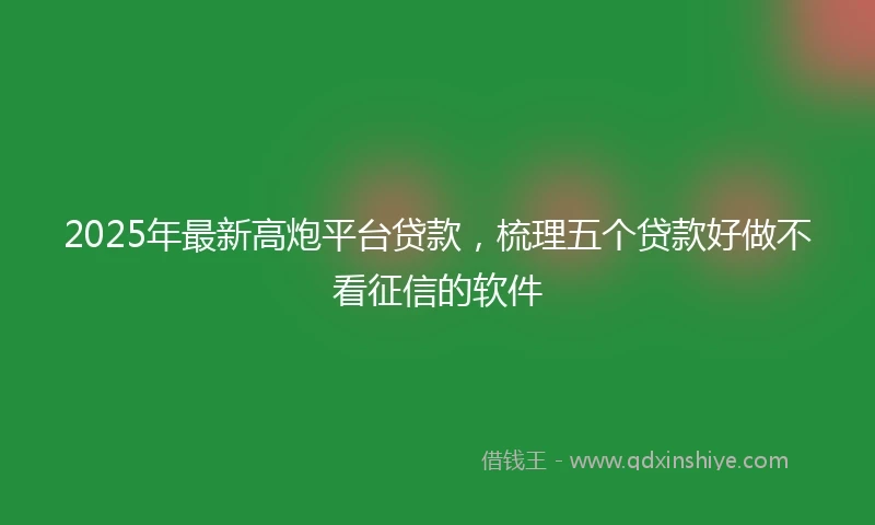 2025年最新高炮平台贷款,梳理五个贷款好做不看征信的软件