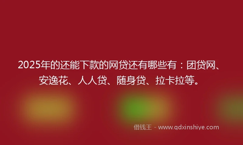 2025年的还能下款的网贷还有哪些有：团贷网、安逸花、人人贷、随身贷、拉卡拉等。