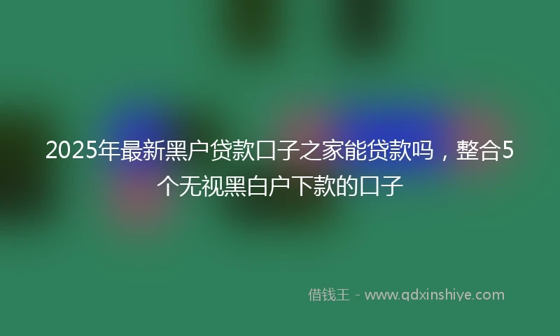 2025年最新黑户贷款口子之家能贷款吗，整合5个无视黑白户下款的口子