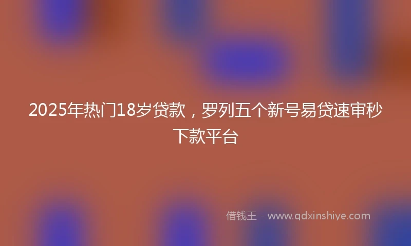 2025年热门18岁贷款，罗列五个新号易贷速审秒下款平台