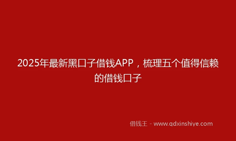 2025年最新黑口子借钱APP，梳理五个值得信赖的借钱口子