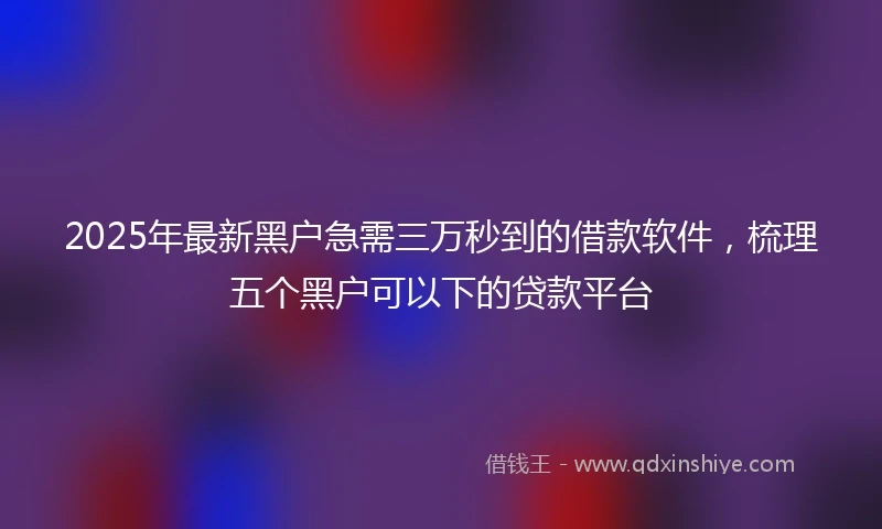 2025年最新黑户急需三万秒到的借款软件，梳理五个黑户可以下的贷款平台