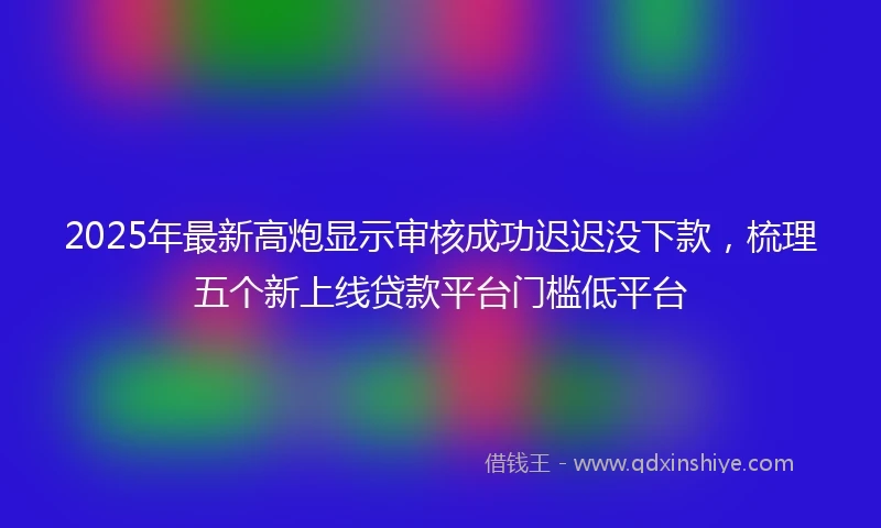 2025年最新高炮显示审核成功迟迟没下款,梳理五个新上线贷款平台门槛低平台