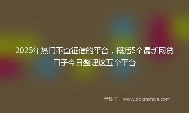 2025年热门不查征信的平台，概括5个最新网贷口子今日整理这五个平台