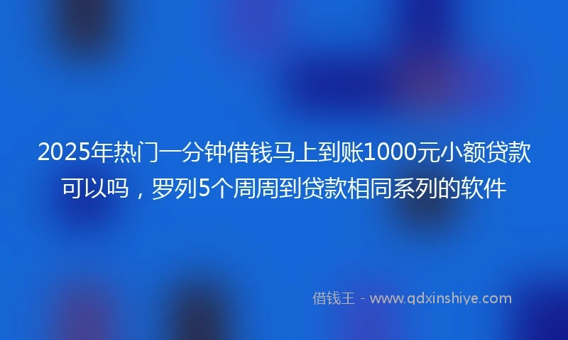 2025年热门一分钟借钱马上到账1000元小额贷款可以吗，罗列5个周周到贷款相同系列的软件