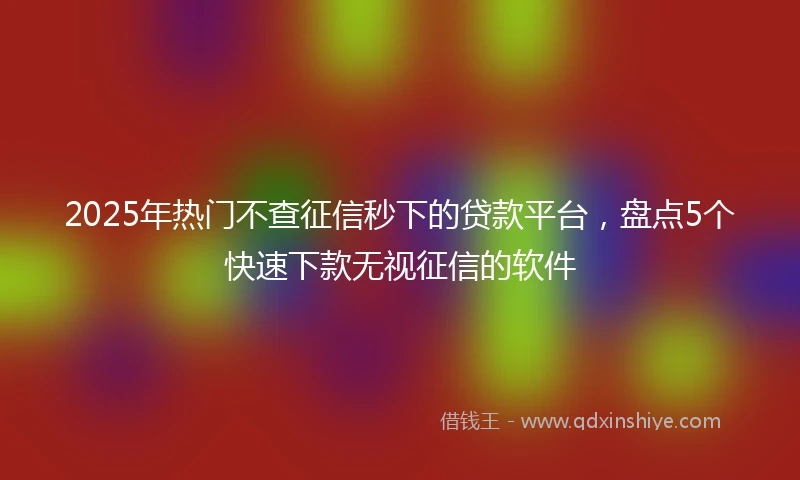 2025年热门不查征信秒下的贷款平台，盘点5个快速下款无视征信的软件