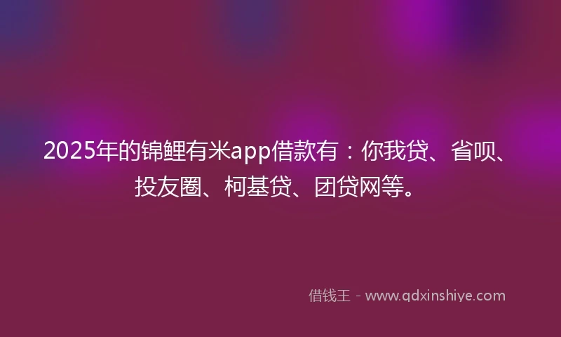 2025年的锦鲤有米app借款有：你我贷、省呗、投友圈、柯基贷、团贷网等。