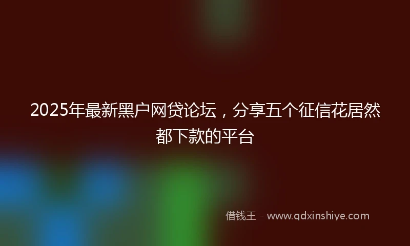 2025年最新黑户网贷论坛，分享五个征信花居然都下款的平台